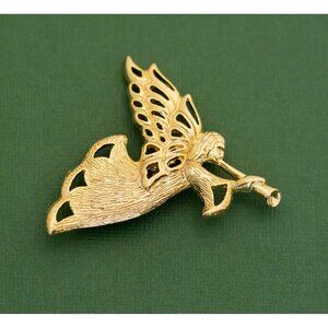Vintage Golden Musical Angel Brooch, Gerry's, K26